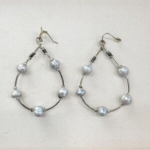Nakamol Elegant Silver Pearl Drop Earrings